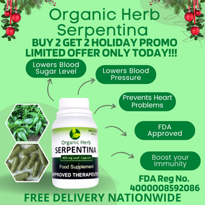 Organic Herb Serpentina 400mg  x 100's (BUY 2 FREE 2, LIMITED HOLIDAY PROMO)